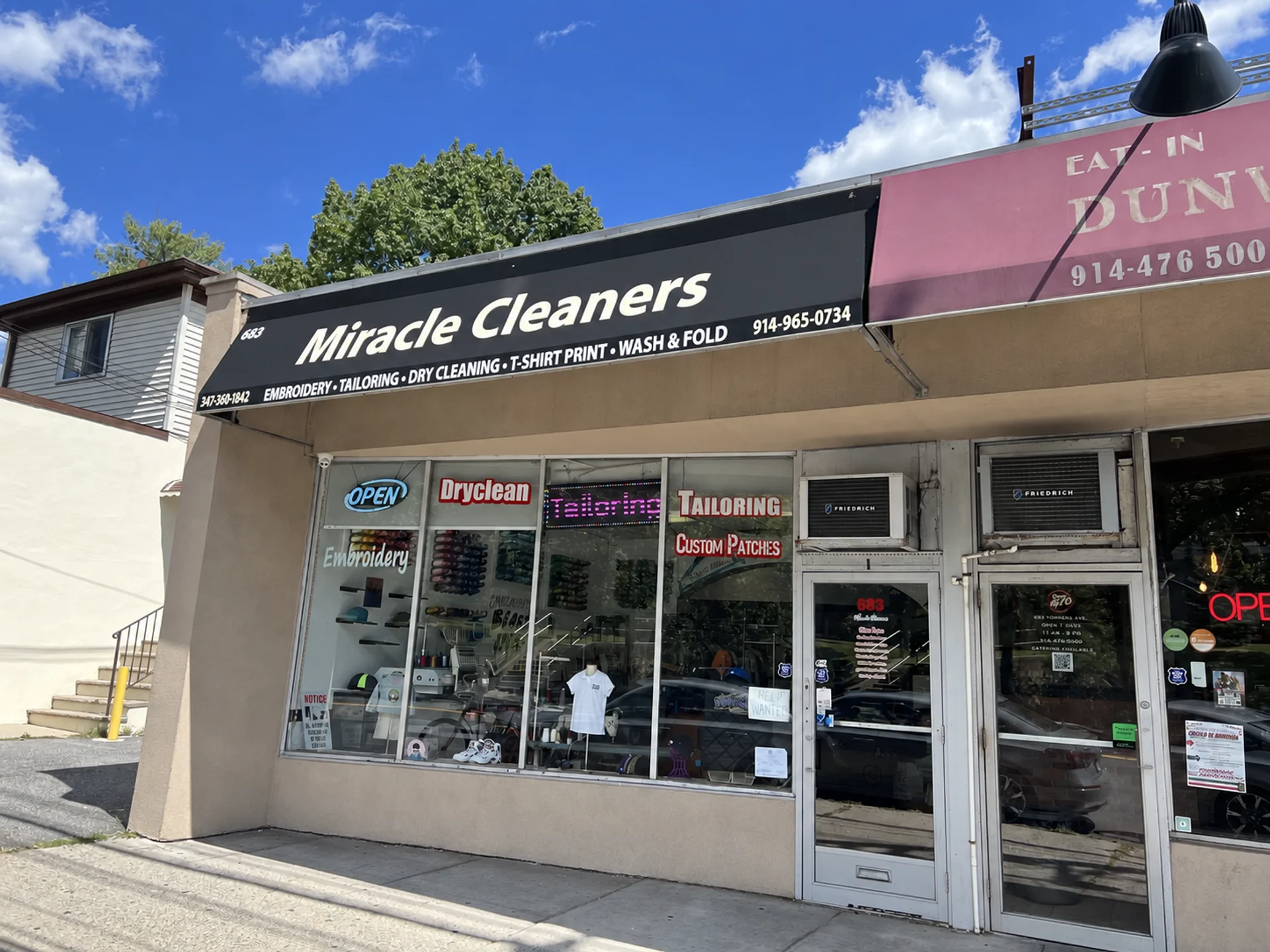 Miracle Cleaners storefront at 683 Yonkers Avenue